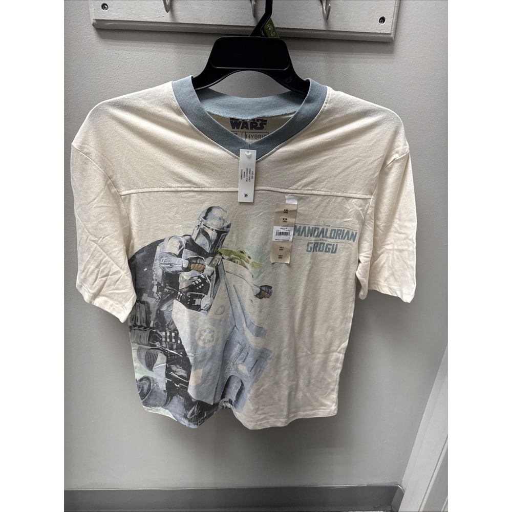 Star Wars Mandalorian and Grogu Adult V-neck T Shirt Size XXS New